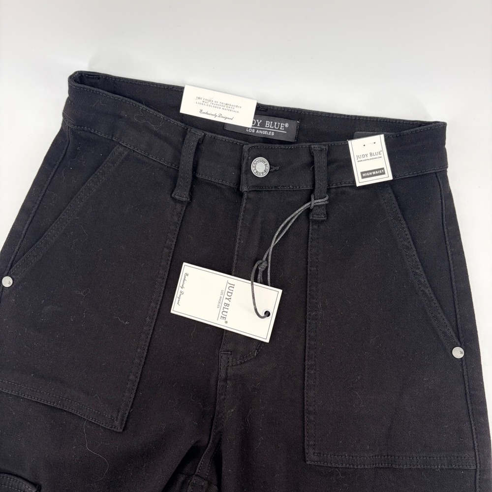 Judy Blue Cargo Wide High Waist Jeans Size 5/27 Black Denim JB88886 BK-CO‎ NEW